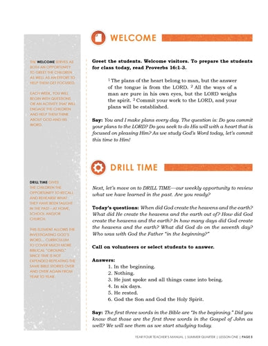 Children's Sunday School Curriculum (ESV). Year Four, Summer