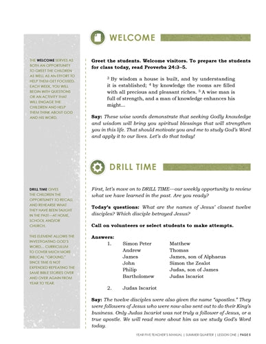 Children's Sunday School Curriculum (ESV). Year Five, Summer