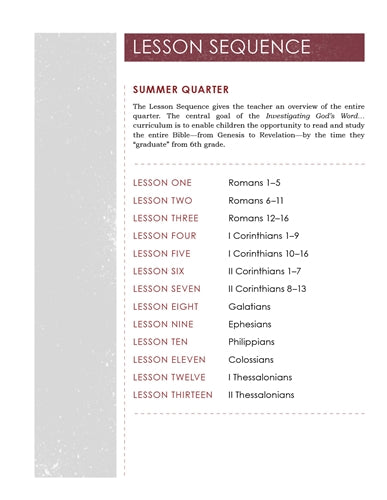 Children's Sunday School Curriculum (ESV). Year Six, Summer