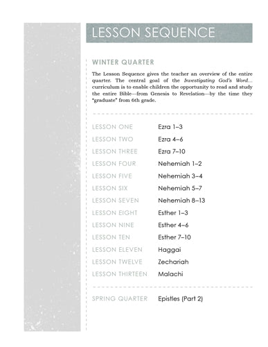 Children's Sunday School Curriculum (ESV). Year Seven, Winter