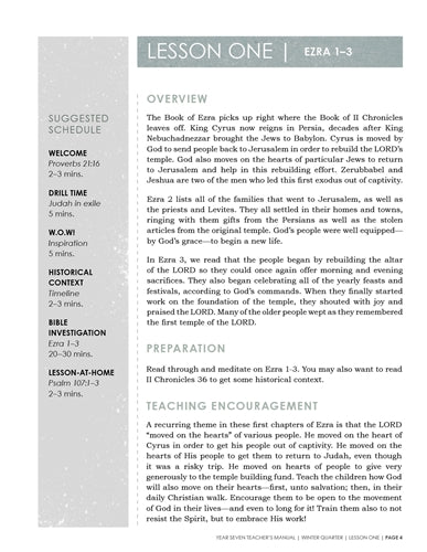 Children's Sunday School Curriculum (ESV). Year Seven, Winter