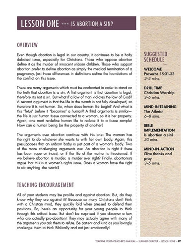 Youth Sunday School Curriculum. Year Five, Summer
