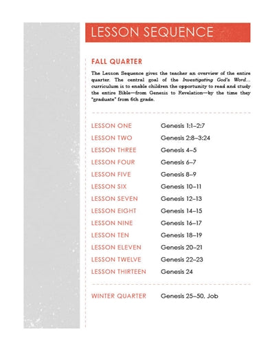 Children's Sunday School Curriculum (ESV). Year One, Fall