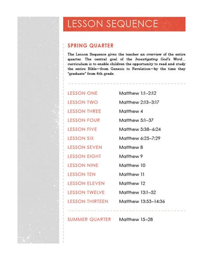 Children's Sunday School Curriculum (ESV). Year One, Spring