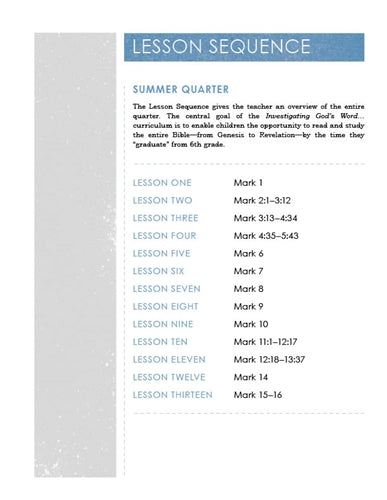 Children's Sunday School Curriculum (ESV). Year Two, Summer