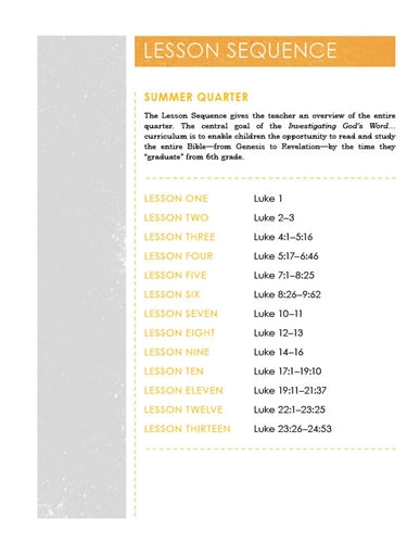 Children's Sunday School Curriculum (ESV). Year Three, Summer