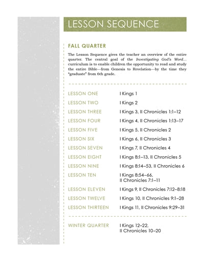 Children's Sunday School Curriculum (ESV). Year Five, Fall