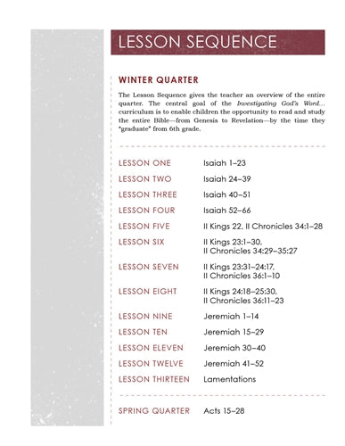 Children's Sunday School Curriculum (ESV). Year Six, Winter