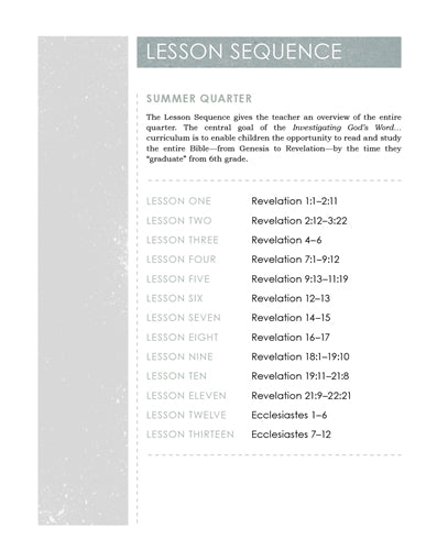 Children's Sunday School Curriculum (ESV). Year Seven, Summer